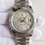 High Quality Replica Rolex Presidential Day-Date 41 MM Watch Silver Striped Dial MingZhu Movement